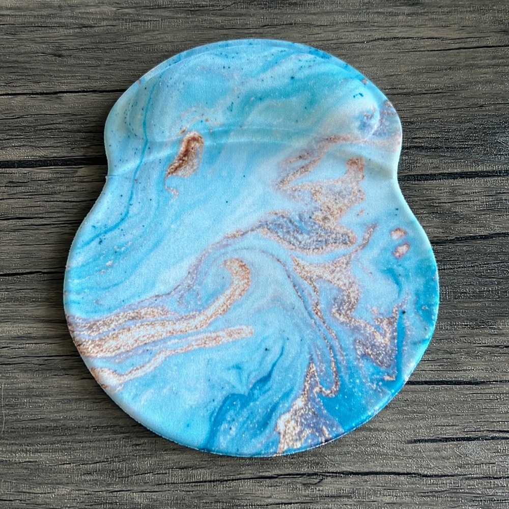 Blue and Gold Marble Mouse Pad with Wrist Support